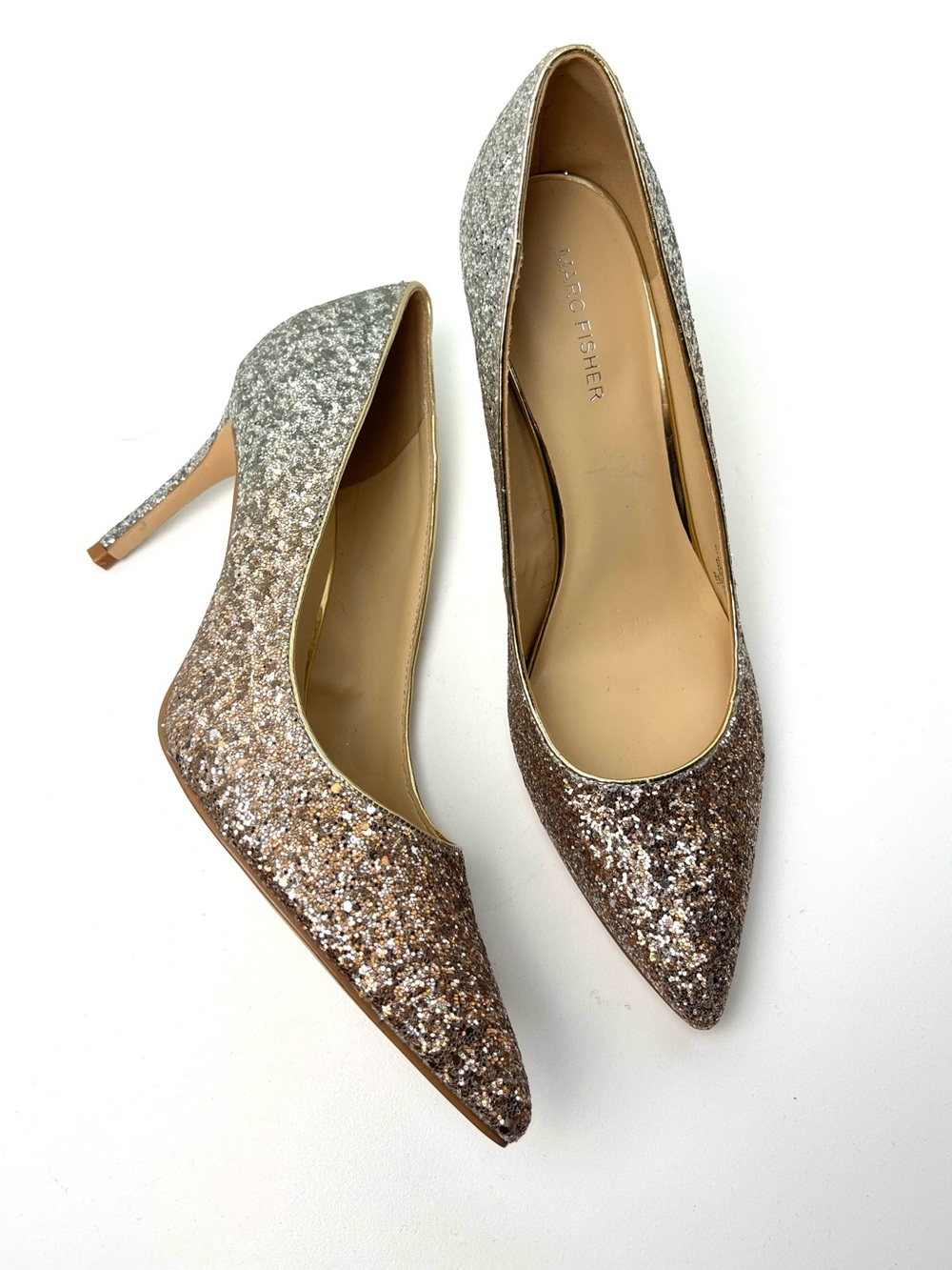 Marc Fisher Darren Pointed Toe High Heel Festive Party Glitter Pumps
